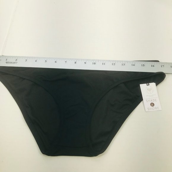 Shade And Shore Women's Sz Large 12-14 High Leg Cheeky Bikini Swim Bottom Black - Picture 6 of 8